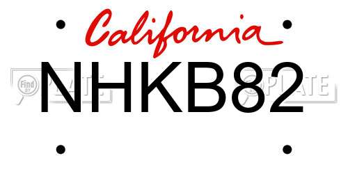NHKB82 California License Plate