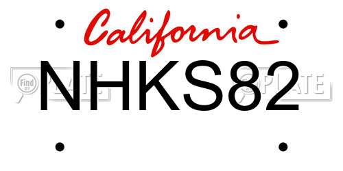 NHKS82 California License Plate