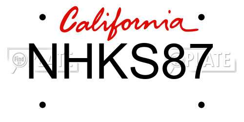 NHKS87 California License Plate
