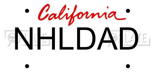 NHLDAD California License Plate