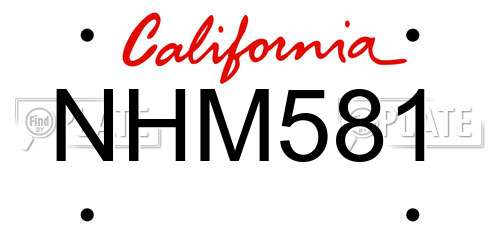 NHM581 California License Plate