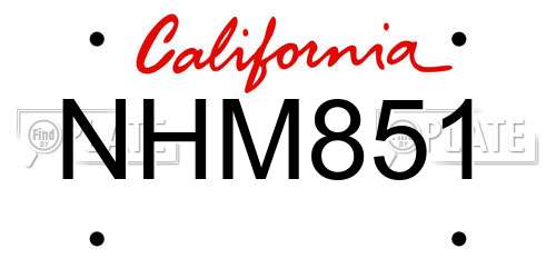 NHM851 California License Plate