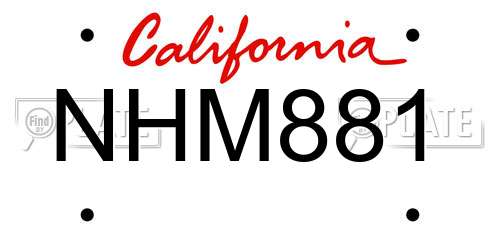 NHM881 California License Plate
