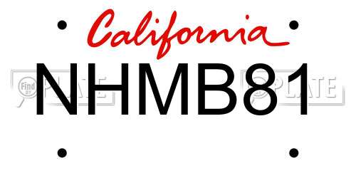 NHMB81 California License Plate