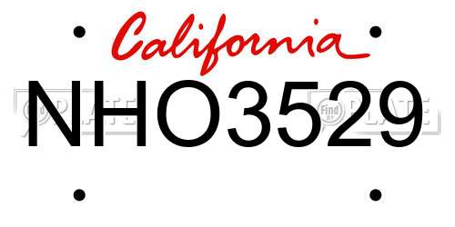 NHO3529 California License Plate