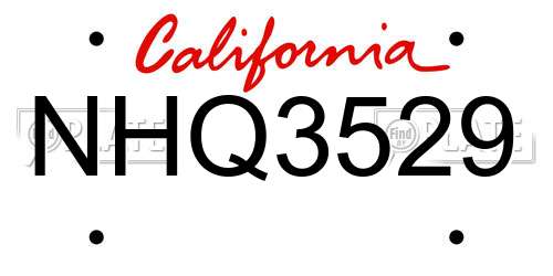 NHQ3529 California License Plate