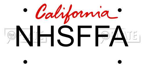 NHSFFA California License Plate