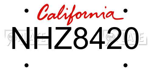 NHZ8420 California License Plate