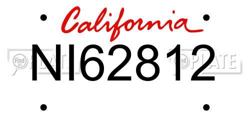 NI62812 California License Plate
