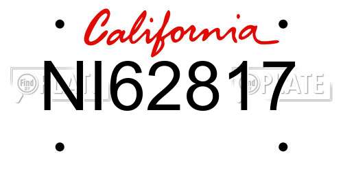 NI62817 California License Plate