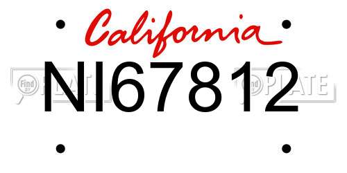 NI67812 California License Plate