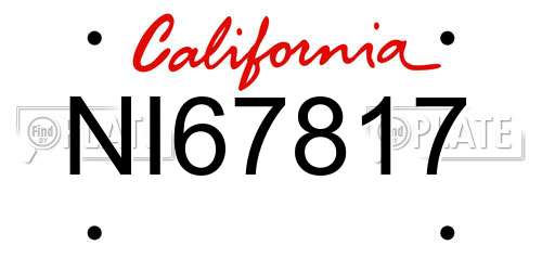 NI67817 California License Plate