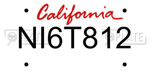 NI6T812 California License Plate