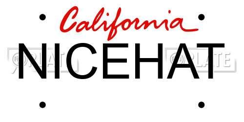 NICEHAT California License Plate