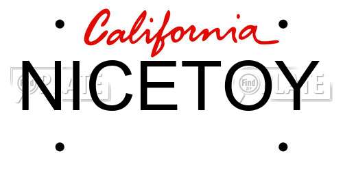 NICETOY California License Plate