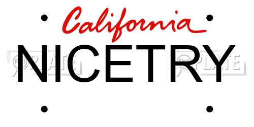 NICETRY California License Plate