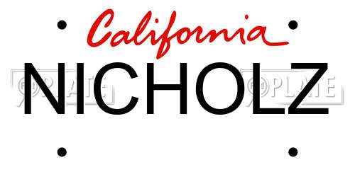 NICHOLZ California License Plate