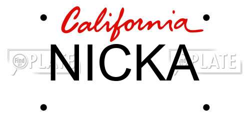NICKA California License Plate