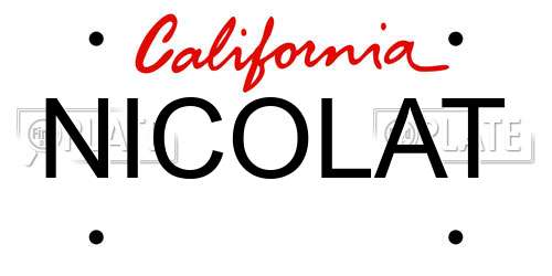 NICOLAT California License Plate