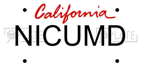 NICUMD California License Plate