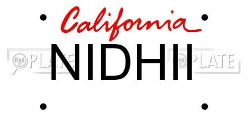 NIDHII California License Plate