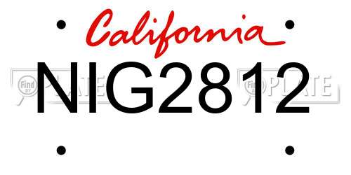 NIG2812 California License Plate