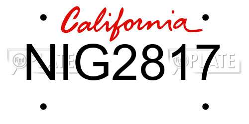 NIG2817 California License Plate