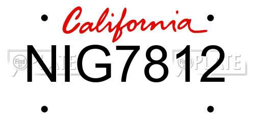 NIG7812 California License Plate