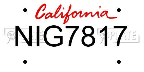 NIG7817 California License Plate