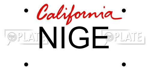 NIGE California License Plate
