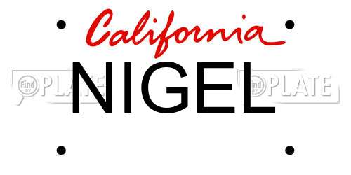 NIGEL California License Plate