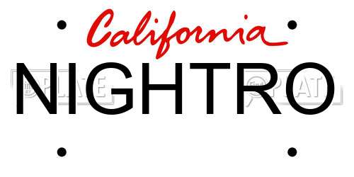 NIGHTRO California License Plate