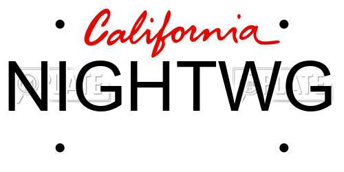 NIGHTWG California License Plate