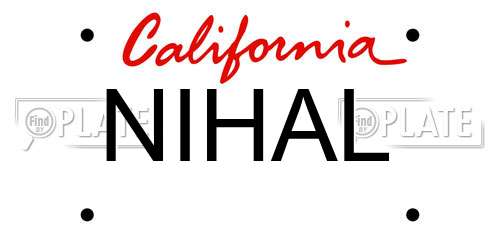 NIHAL California License Plate