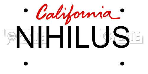NIHILUS California License Plate