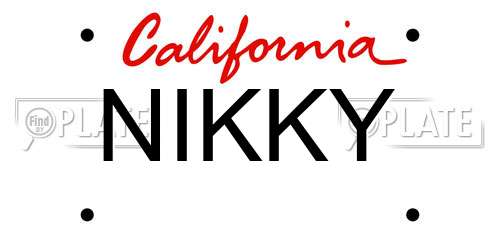 NIKKY California License Plate