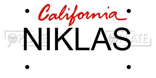 NIKLAS California License Plate
