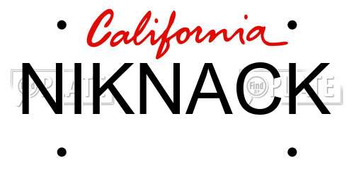 NIKNACK California License Plate