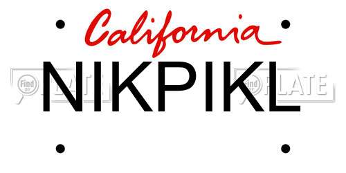NIKPIKL California License Plate