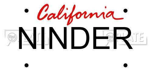 NINDER California License Plate