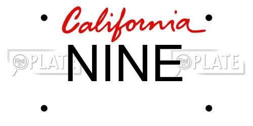NINE California License Plate