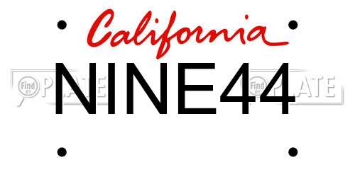 NINE44 California License Plate