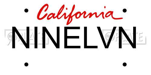 NINELVN California License Plate