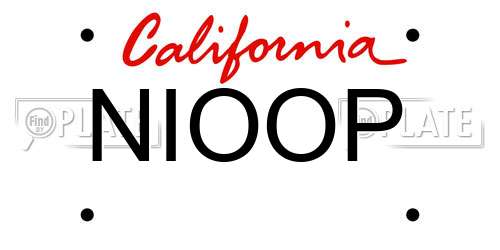 NIOOP California License Plate