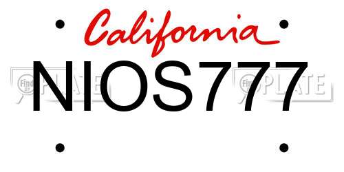 NIOS777 California License Plate