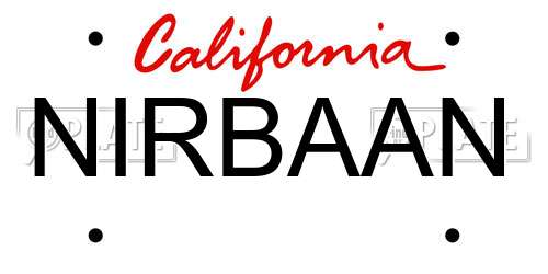 NIRBAAN California License Plate