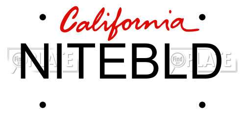 NITEBLD California License Plate