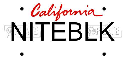 NITEBLK California License Plate