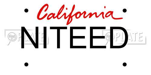 NITEED California License Plate