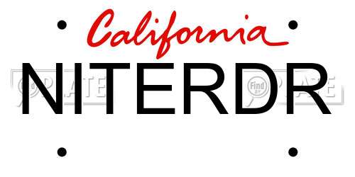 NITERDR California License Plate